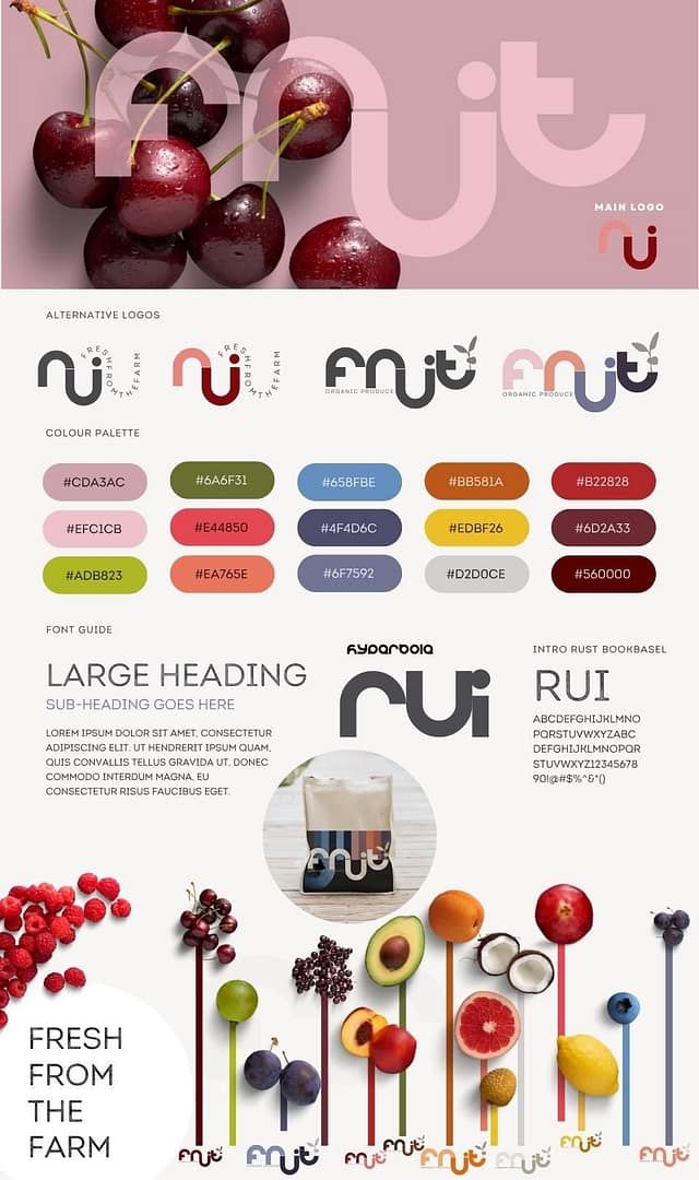 brand board for an organic produce supplier